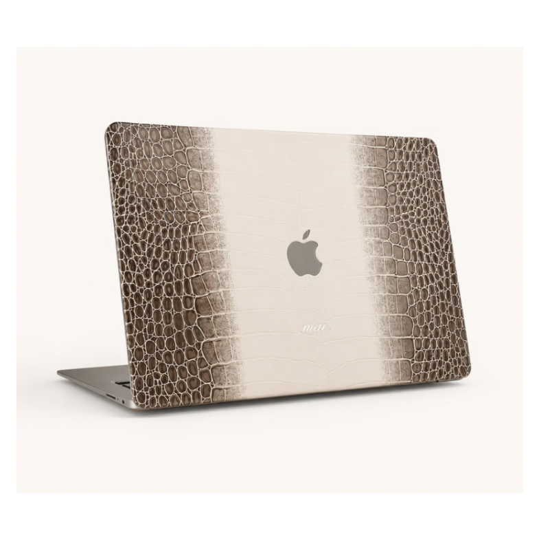 Luxe laptop case - Cream / Brown